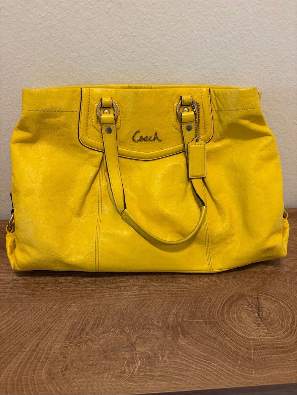 Coach Ashley Leather Satchel Shoulder Bag Sunflower Yellow (B6)